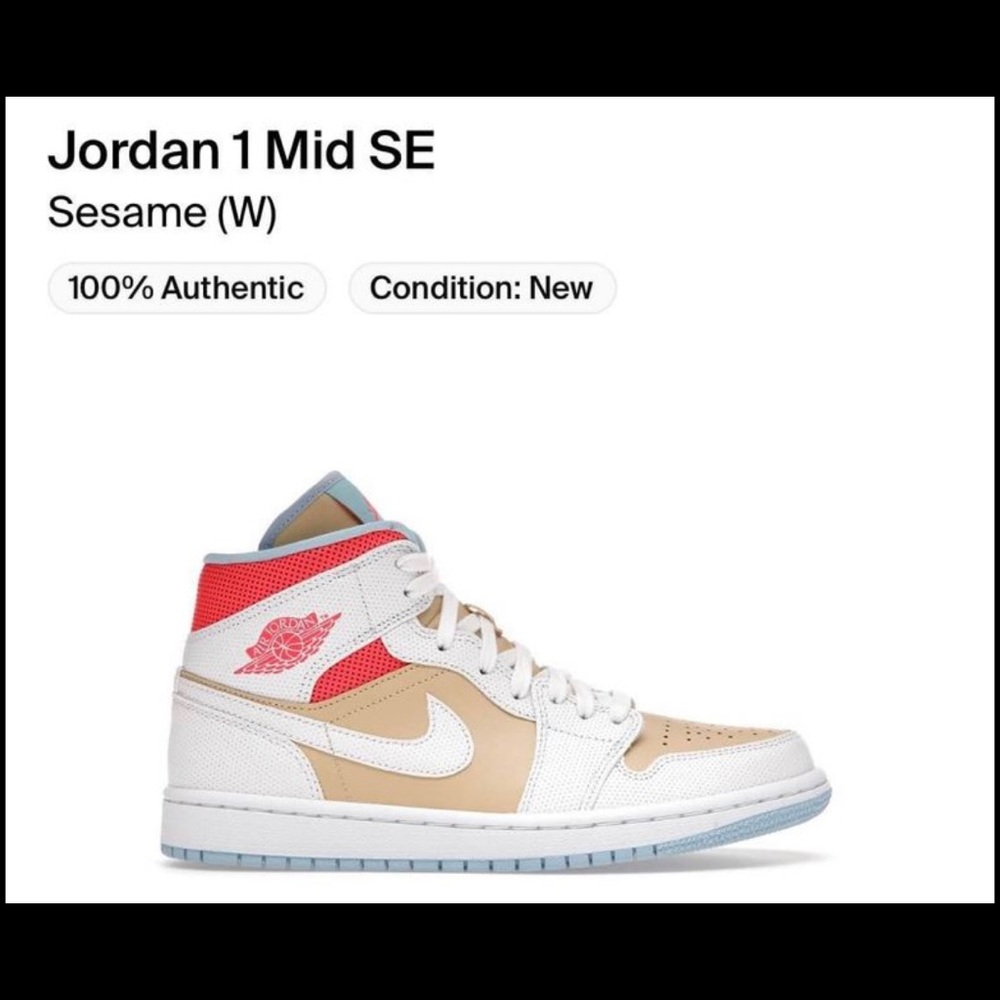 Jordan 1 mid (sesame) Womens size 12 Mens size 10.5